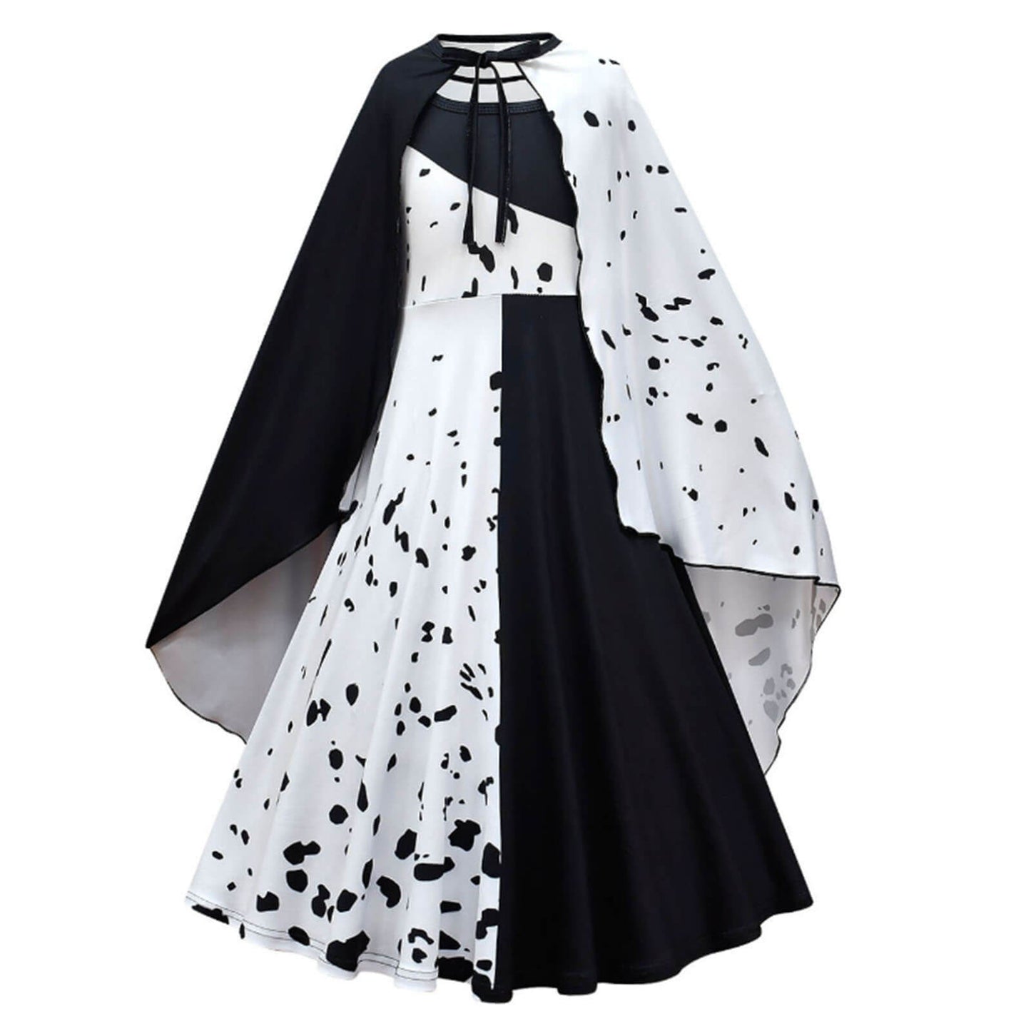Kids Black/ White Costume Fashion Dress and Accessories Full Set for Girls Halloween Cosplay