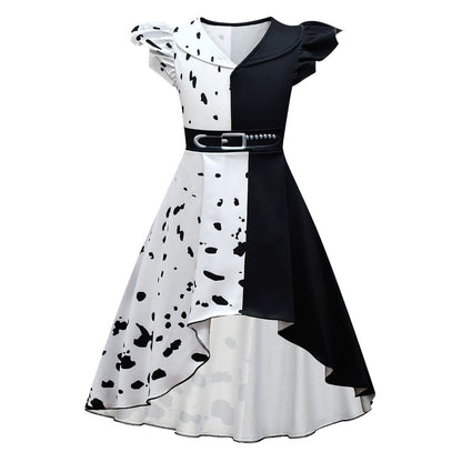Kids Black/White Costume Fashion Dress Jumpsuit Outfit for Boys Grils Halloween Cosplay
