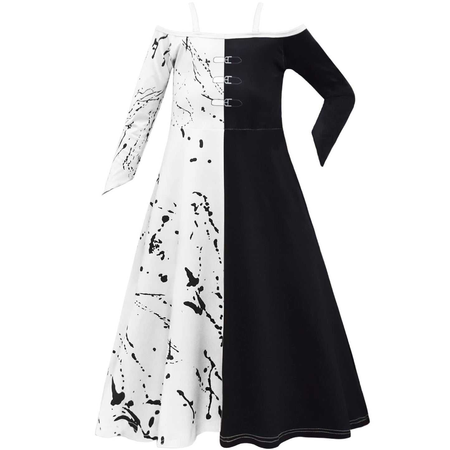 Kids Black and White Costume Cosplay Dress for Halloween Party Masquerade