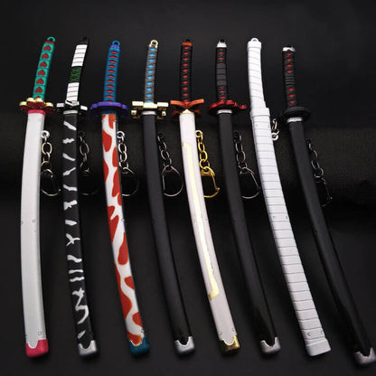 8.6" Anime Sword Tanjiro Zenitsu Cosplay Props With Sheath Keychain