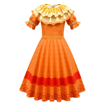 Girls Pepa Dress Fancy Pepa Madrigal Party Cosplay Outfit for Kids Halloween Costume