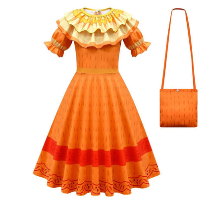 Girls Pepa Dress Fancy Pepa Madrigal Party Cosplay Outfit for Kids Halloween Costume