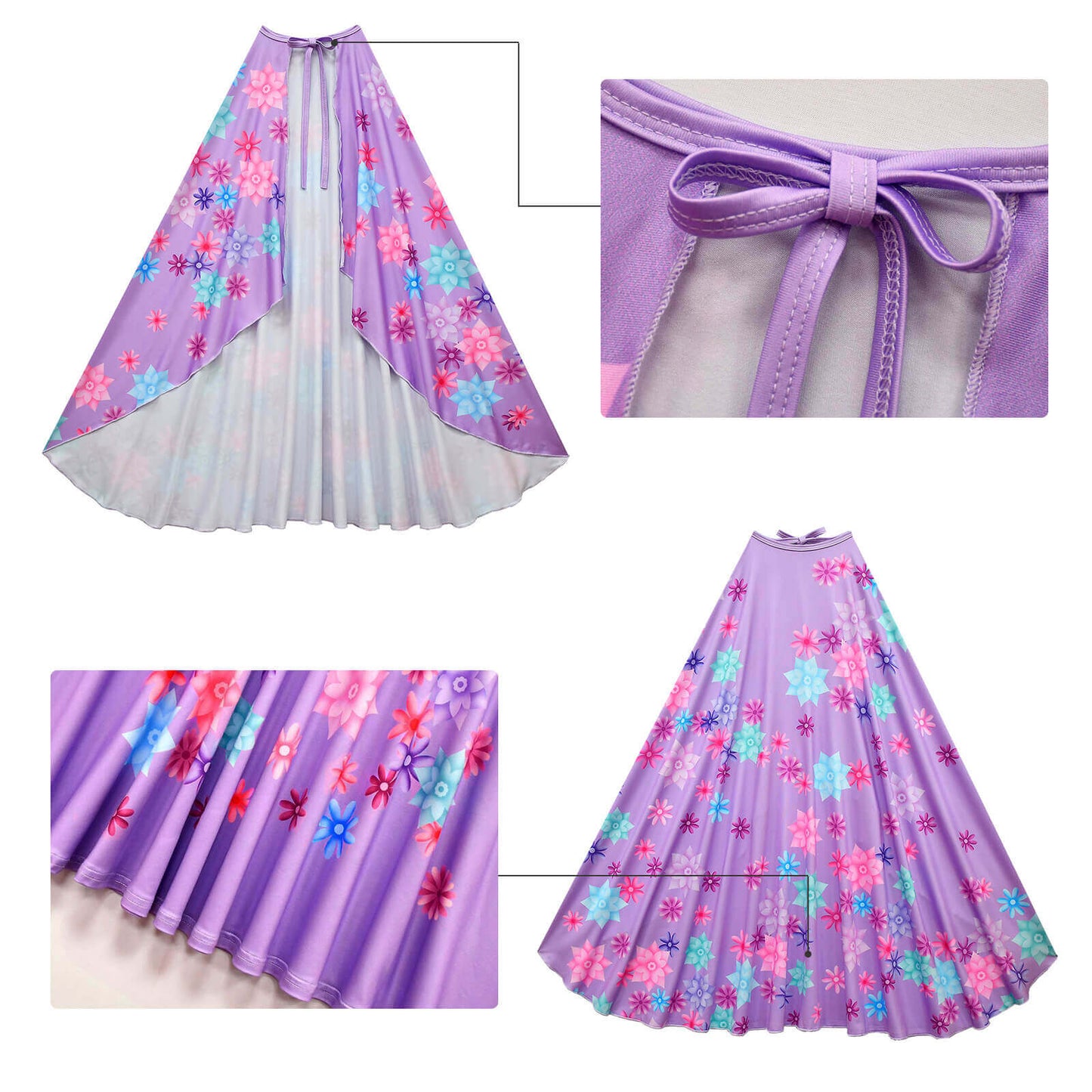 Flower Princess Isabela Costume Girls Mardrigal Magic Cosplay Dress with Bag and Cloak