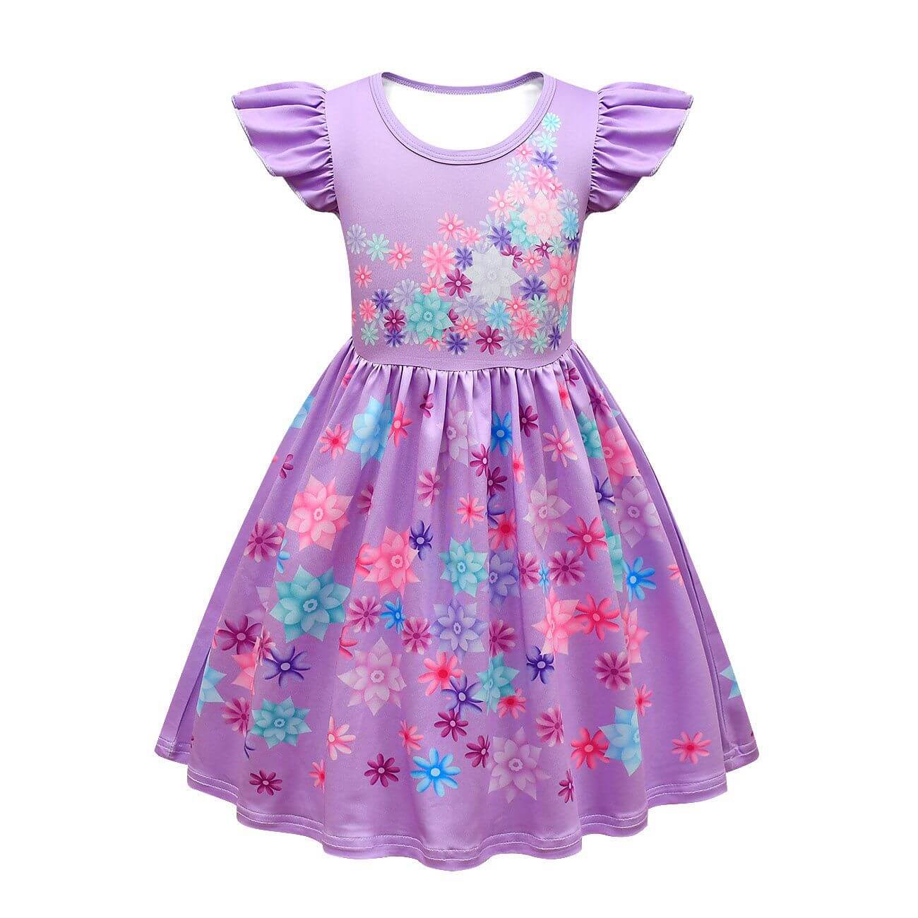 Girls Isabela Party Dress Short Ruffles Sleeve Madrigal Dress For Kids