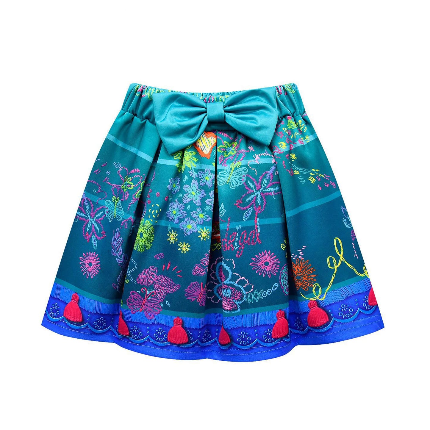 2PCS Mirabel Madrigal Costume Mirabel Cosplay T-shirt and Skirt with Bag For Girls Age 3 and UP