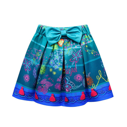 2PCS Mirabel Madrigal Costume Mirabel Cosplay T-shirt and Skirt with Bag For Girls Age 3 and UP