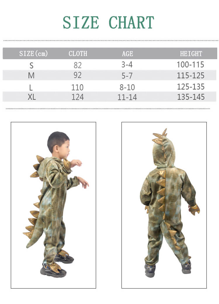 Kids Dinosaur Costume Halloween Monster Cosplay Dress Up for Boys Girls