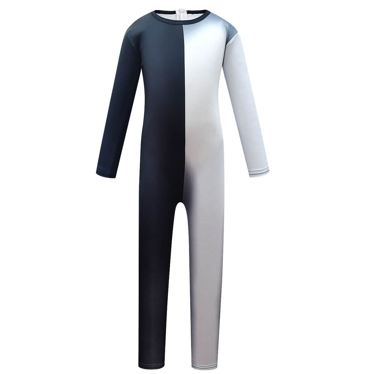 Kids Black and White Costume Halloween Jumpsuit with Cape Cosplay Outfit