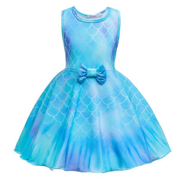 Kids Mermaid Dress Girls Sea Princess Dress Party Rainbow Dress Up Clothes