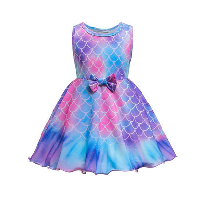 Kids Mermaid Dress Girls Sea Princess Dress Party Rainbow Dress Up Clothes