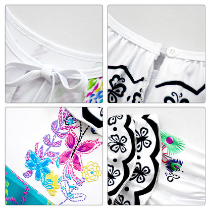 Kids Mirabel Madrigal Cosplay Dress Puff Sleeve High Waist Cosplay Outfit Party Costume