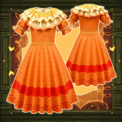 Girls Pepa Dress Fancy Pepa Madrigal Party Cosplay Outfit for Kids Halloween Costume