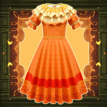 Girls Pepa Dress Fancy Pepa Madrigal Party Cosplay Outfit for Kids Halloween Costume