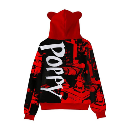 Cute Boys Girls Poppy Playtime Hoodie Kids Funny Huggy Wuggy Sweatshirt with Cat Ear