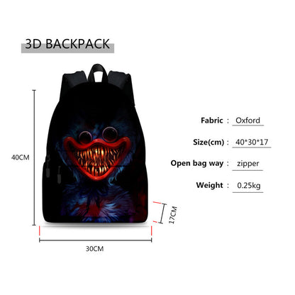 2Pcs Poppy Playtime Backpack Set Huggy Wuggy School Bookbag and Pencil-case