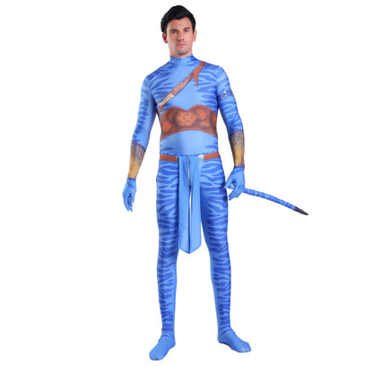 Neytiri/Jake Sully Blue Costume Halloween Cosplay Jumpsuit and Accessory for Role Play