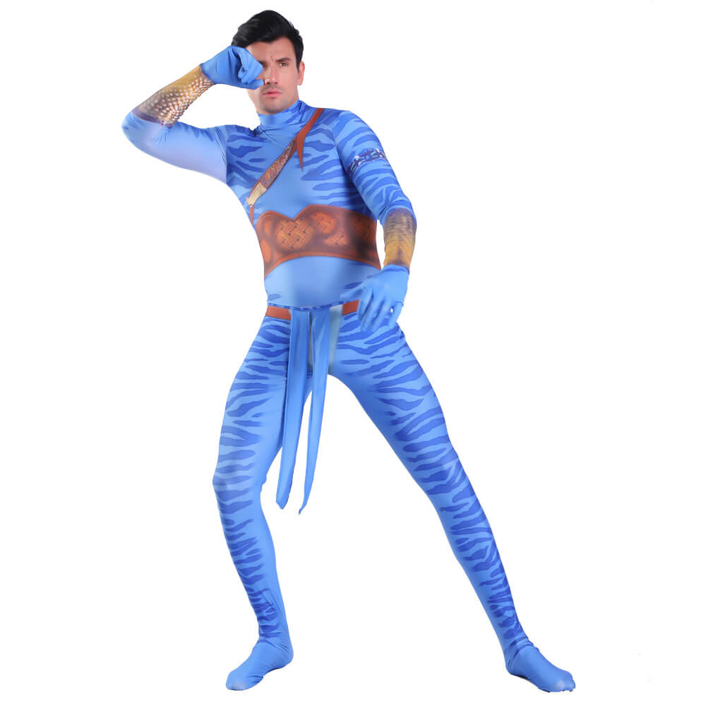 Neytiri/Jake Sully Blue Costume Halloween Cosplay Jumpsuit and Accessory for Role Play