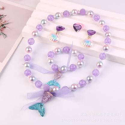 Kids Little Mermaid Dress Princess Ariel Cosplay Costume Flying Sleeve Multi-layered Tutu Dress