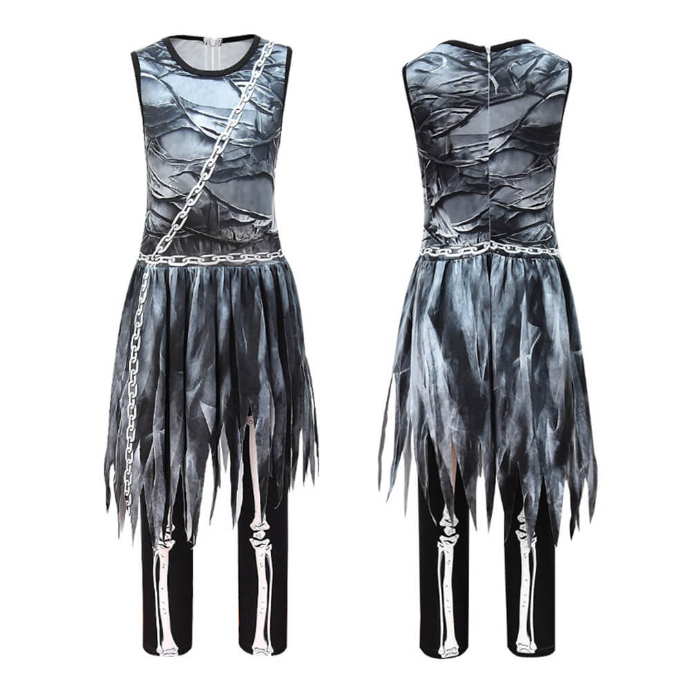 Girls Plague Doctor Costume Dress Gloves Cloak Halloween Party Full Set