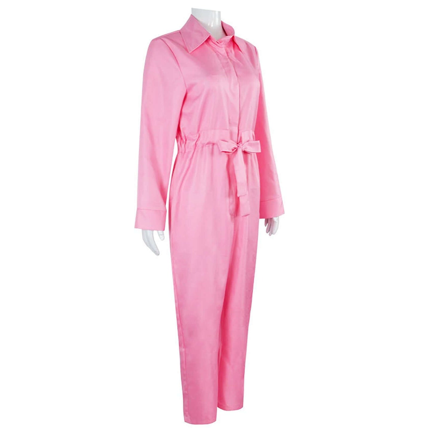 Pink Jumpsuit Kids Adults Movie Costume Button Down Lapel Belted Cosplay Outfit