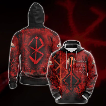 Adult Bloodborne Red City Background Pullover Hoodie Sweatshirt and T-shirt for Men's
