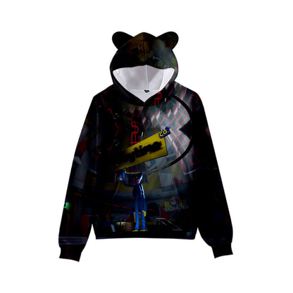 Cute Boys Girls Poppy Playtime Hoodie Kids Funny Huggy Wuggy Sweatshirt with Cat Ear