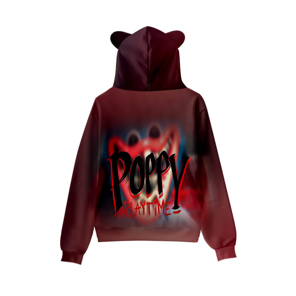 Cute Boys Girls Poppy Playtime Hoodie Kids Funny Huggy Wuggy Sweatshirt with Cat Ear