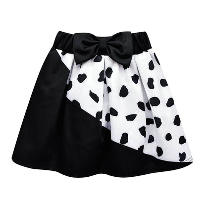 Girls Cruella Costume Kids Deville T-shirt Skirt 2pcs Set Summer Outfit Age 2-12Y