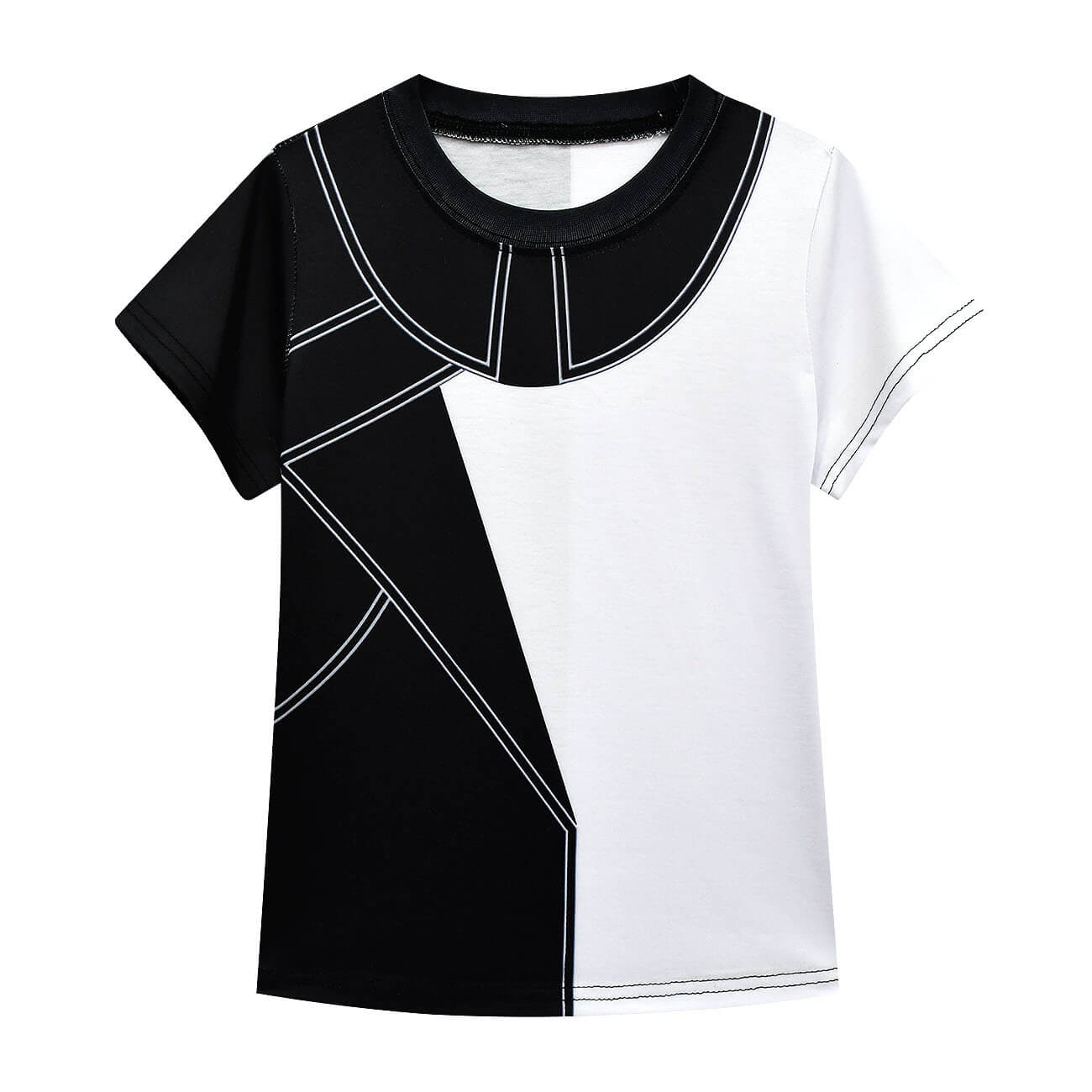 Toddler Girls Cruella Costume Tees Skirt Bag 3pcs Suit Black White Color Matching T-shirt and Dress