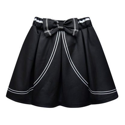 Toddler Girls Cruella Costume Tees Skirt Bag 3pcs Suit Black White Color Matching T-shirt and Dress