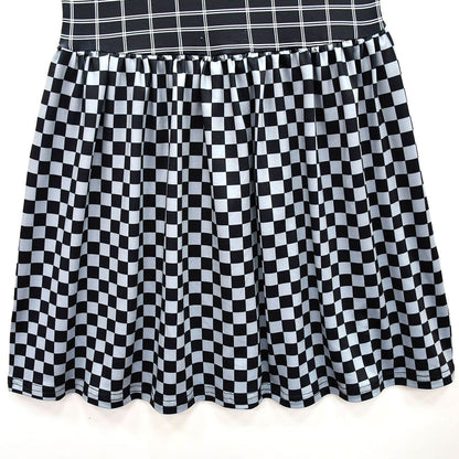 Baby Girl Cruella Dress Classic Deville Black White Plaid Dress Bag Costume Set for Halloween Cosplay