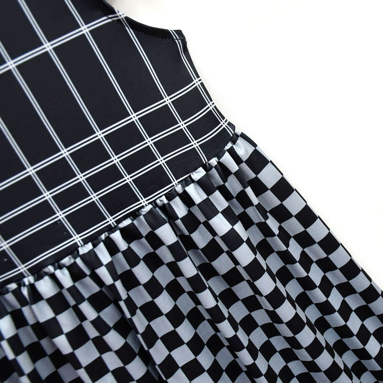 Baby Girl Cruella Dress Classic Deville Black White Plaid Dress Bag Costume Set for Halloween Cosplay