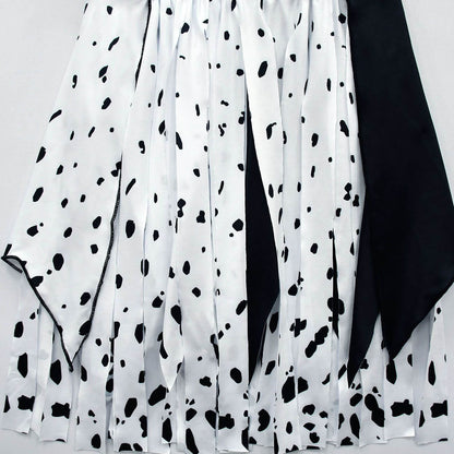 Girls White/ Black Tassel Dress Halloween Costume for Cosplay