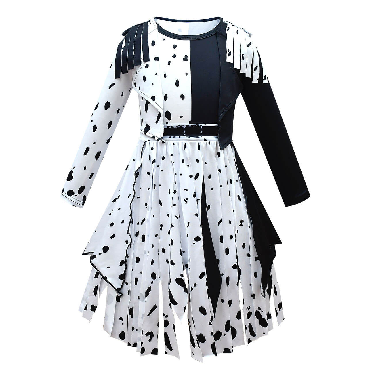 Girls White/ Black Tassel Dress Halloween Costume for Cosplay