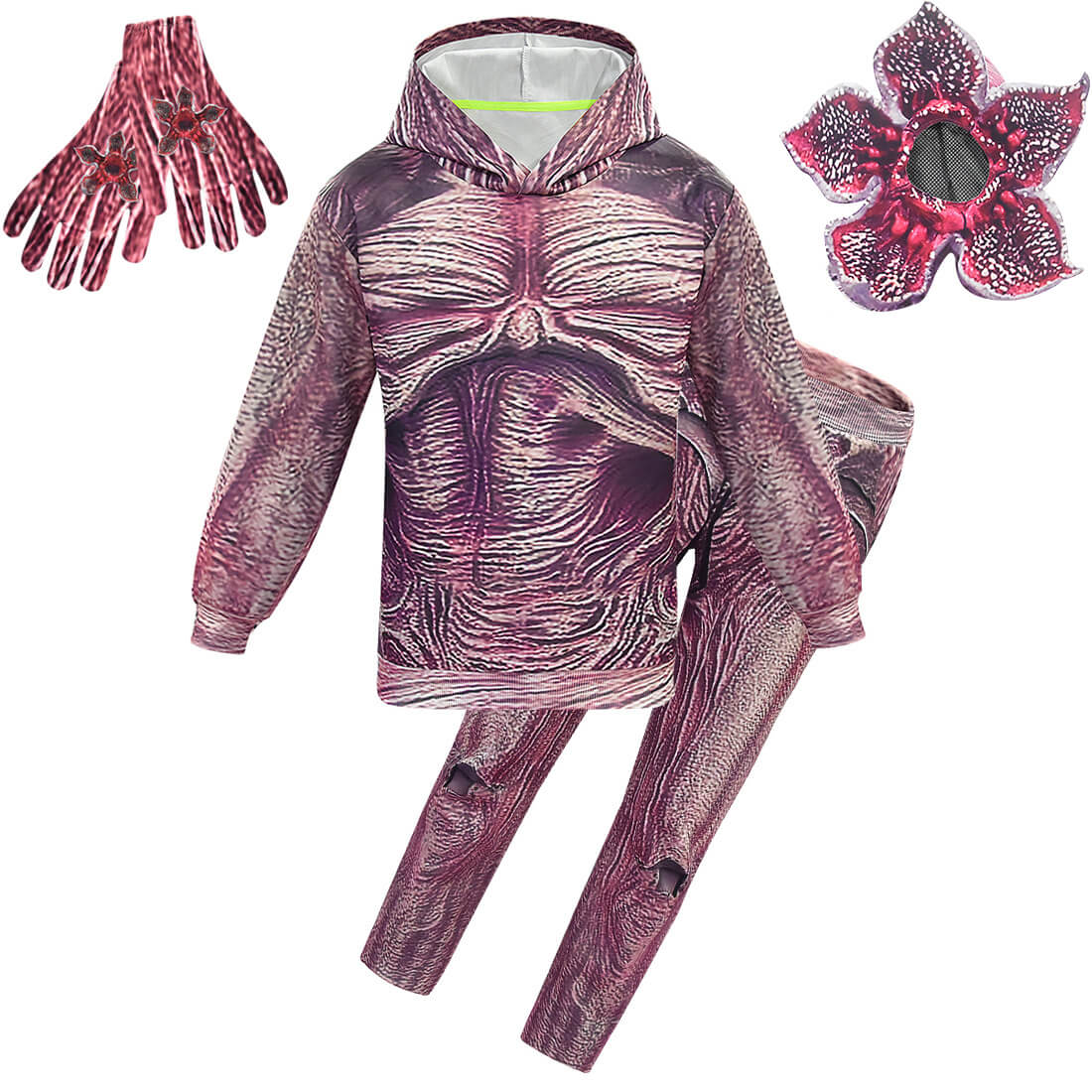 Kids Demogorgon Costume Hoodie Pants Halloween Cosplay Full Set