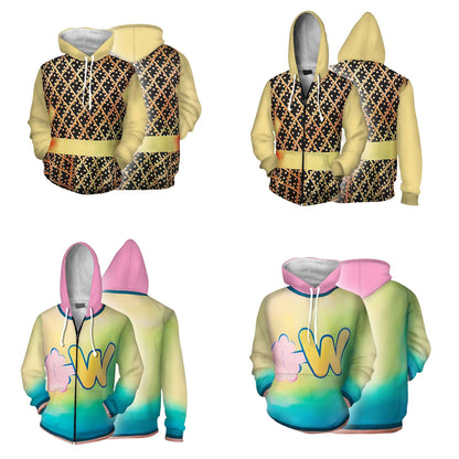 Adult Elemental Costume Ember Hoodie Wade Zip-up Jacket Fashion Sweatshirt for Cosplay