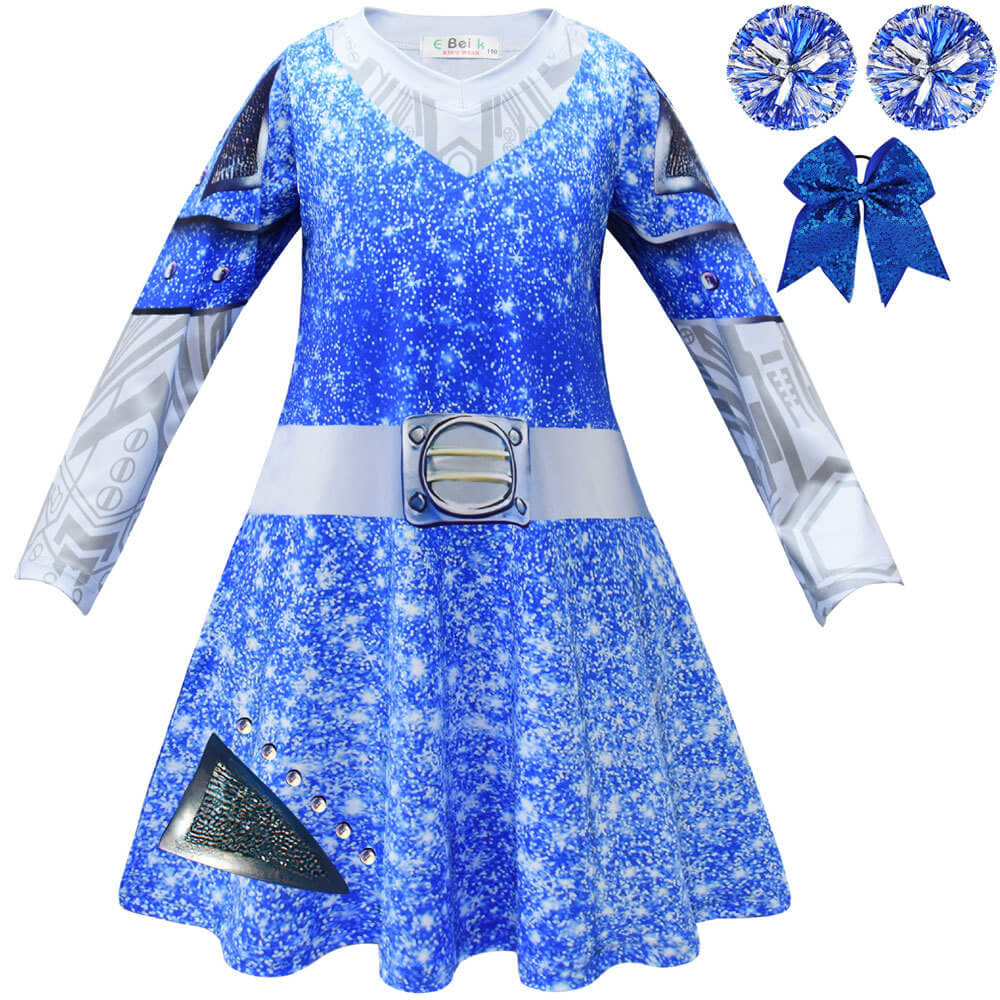 Girls Alien Dress Pom Poms and Headwear Fancy Outfit