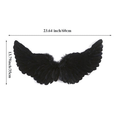 Girls Witch Costume Evil Queen High-low Tutu Dress with Horns Headband and Witch Wings for Cosplay