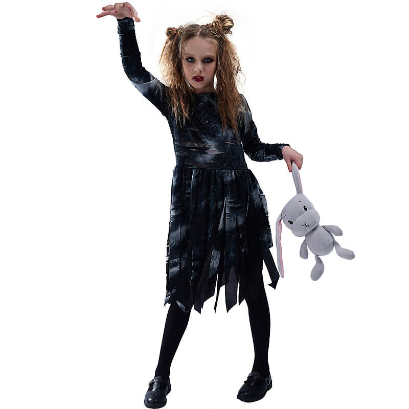 Halloween Girls Zombie Dress Scary Blood Zombie Bride Costume for Role Play