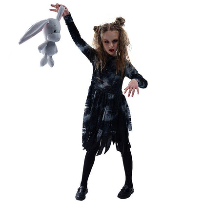 Halloween Girls Zombie Dress Scary Blood Zombie Bride Costume for Role Play