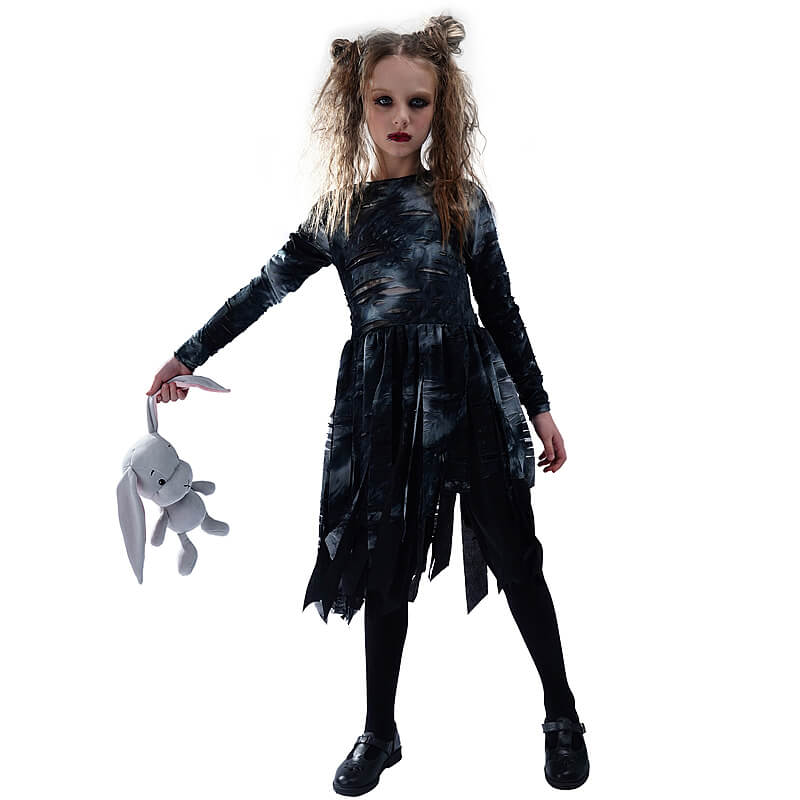 Halloween Girls Zombie Dress Scary Blood Zombie Bride Costume for Role Play