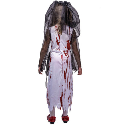 Halloween Girls Zombie Dress Scary Blood Zombie Bride Costume for Role Play