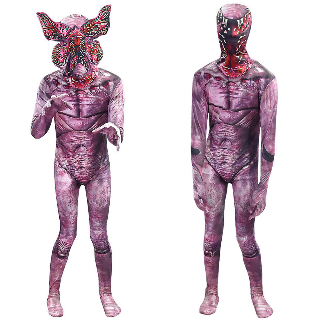 Children Demogorgon Monster Costume Unisex Cosplay Outfit with Helmet Mask Gloves and Feet Cover