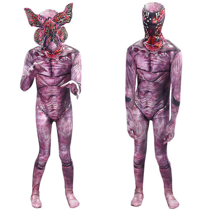 Children Demogorgon Monster Costume Unisex Cosplay Outfit with Helmet Mask Gloves and Feet Cover