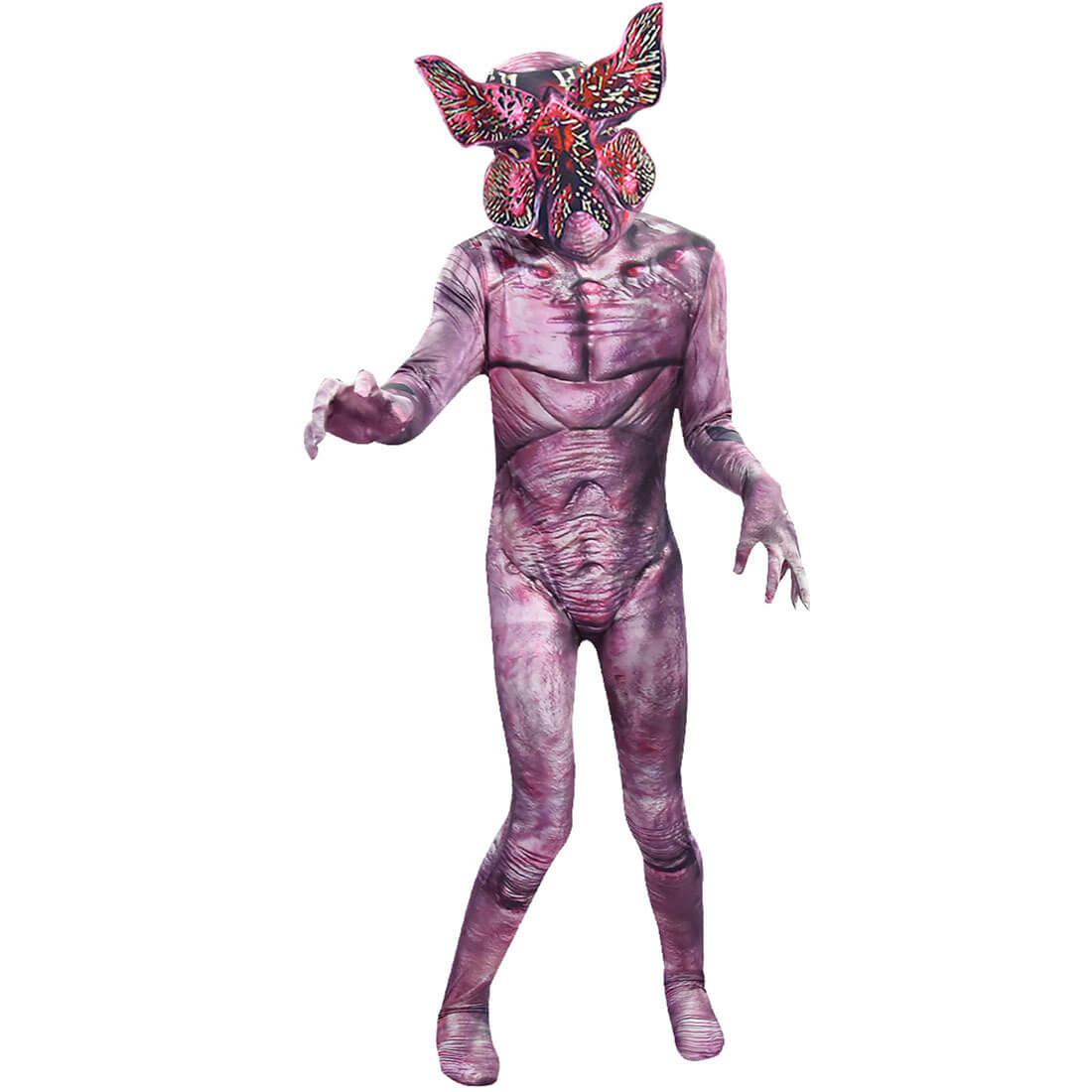 Children Demogorgon Monster Costume Unisex Cosplay Outfit with Helmet Mask Gloves and Feet Cover