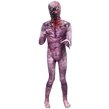 Children Demogorgon Monster Costume Unisex Cosplay Outfit with Helmet Mask Gloves and Feet Cover