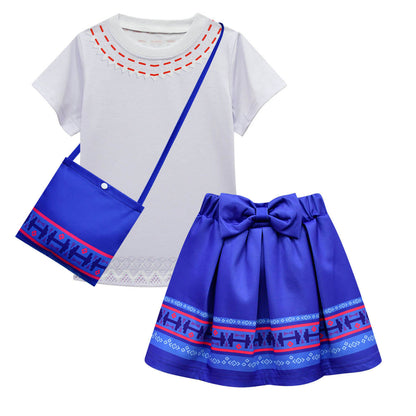 Girls Madrigal Costume White T-shirt Blue Skirt Suit for Kids Age 2+