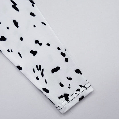 Kids Black/ White Costume Halloween Spotted Jumpsuit with Cloak Full Set for Cosplay