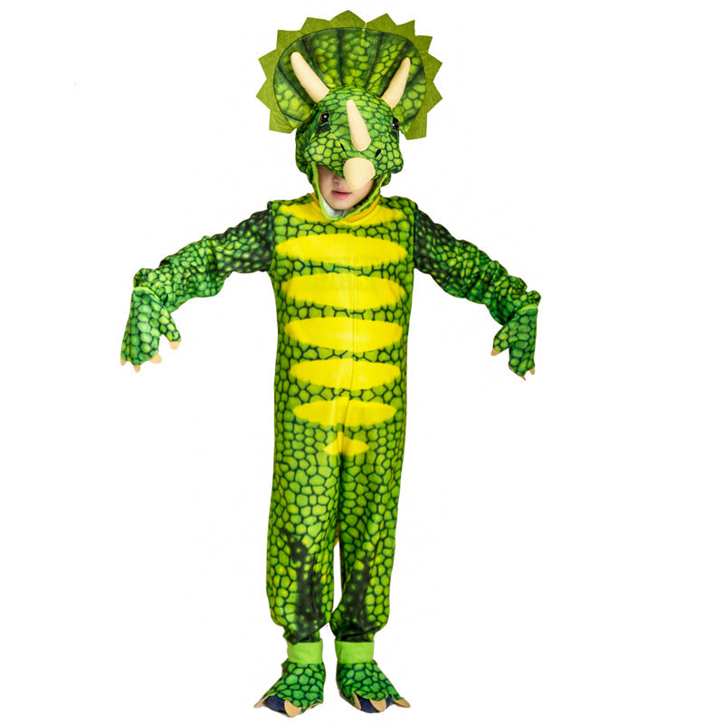 Kids Triceratops Costume Jurassic Tyrannosaurus Rex Dress Fancy Dinosaur Outfit for Halloween Party