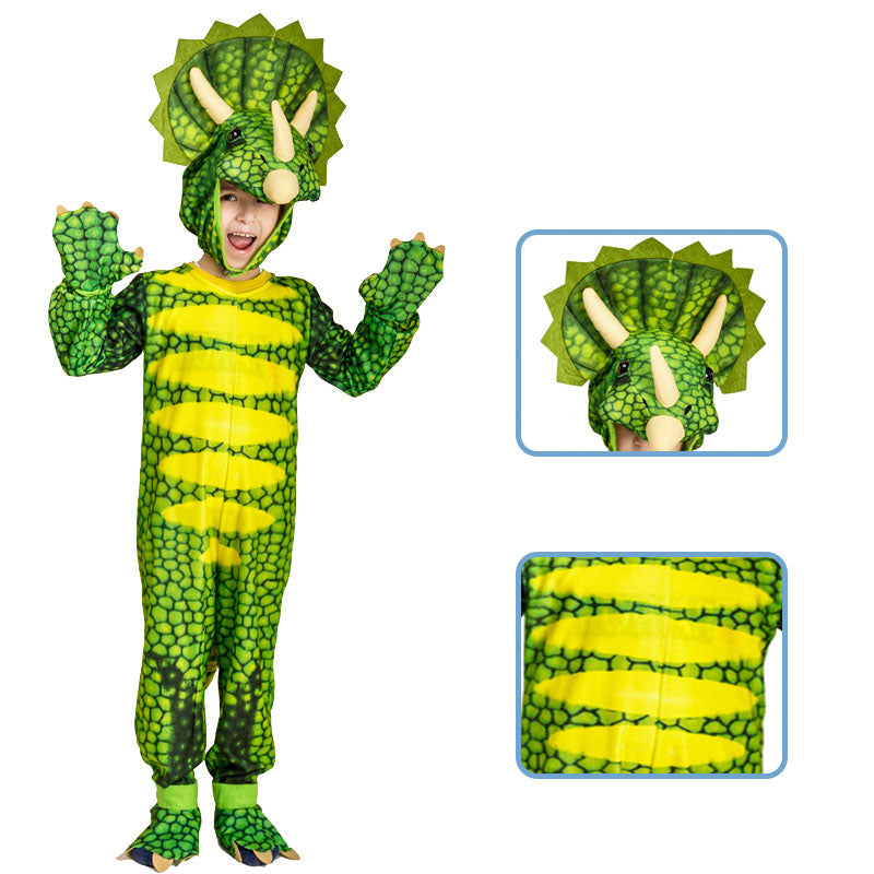 Kids Triceratops Costume Jurassic Tyrannosaurus Rex Dress Fancy Dinosaur Outfit for Halloween Party